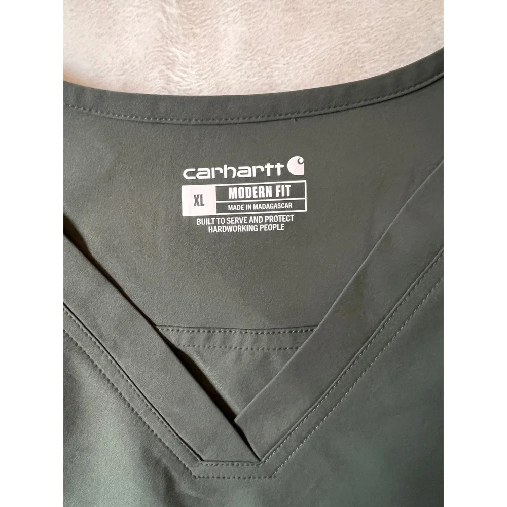 Carhartt Liberty Force Scrub Top Olive Green Modern Fit V-Neck XL NWT - Picture 3 of 4